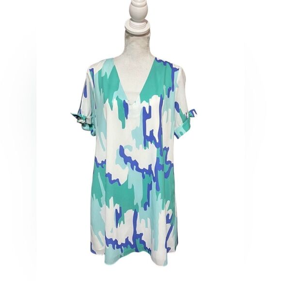 Crosby by Mollie Burch Dress • blue button back shift size large - Picture 1 of 9